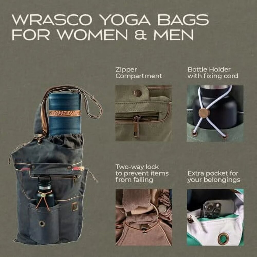 WRASCO Yoga Mat Bag for Women & Men, ๐๐๐๐๐๐๐๐ Canvas Fits Most Yoga Mats - Picture 4 of 5